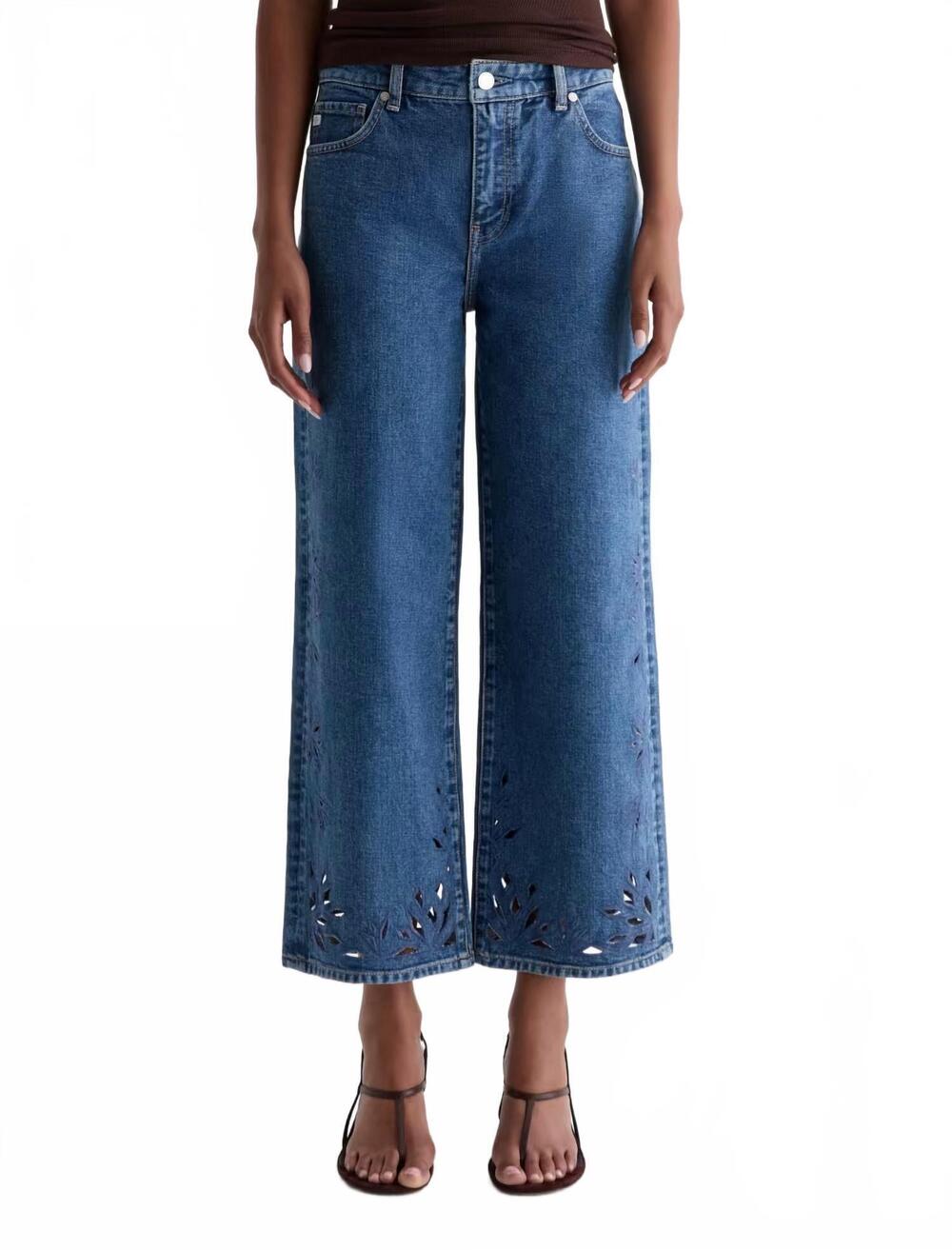 NEW AG JEANS saige wide leg crop jean in malbec